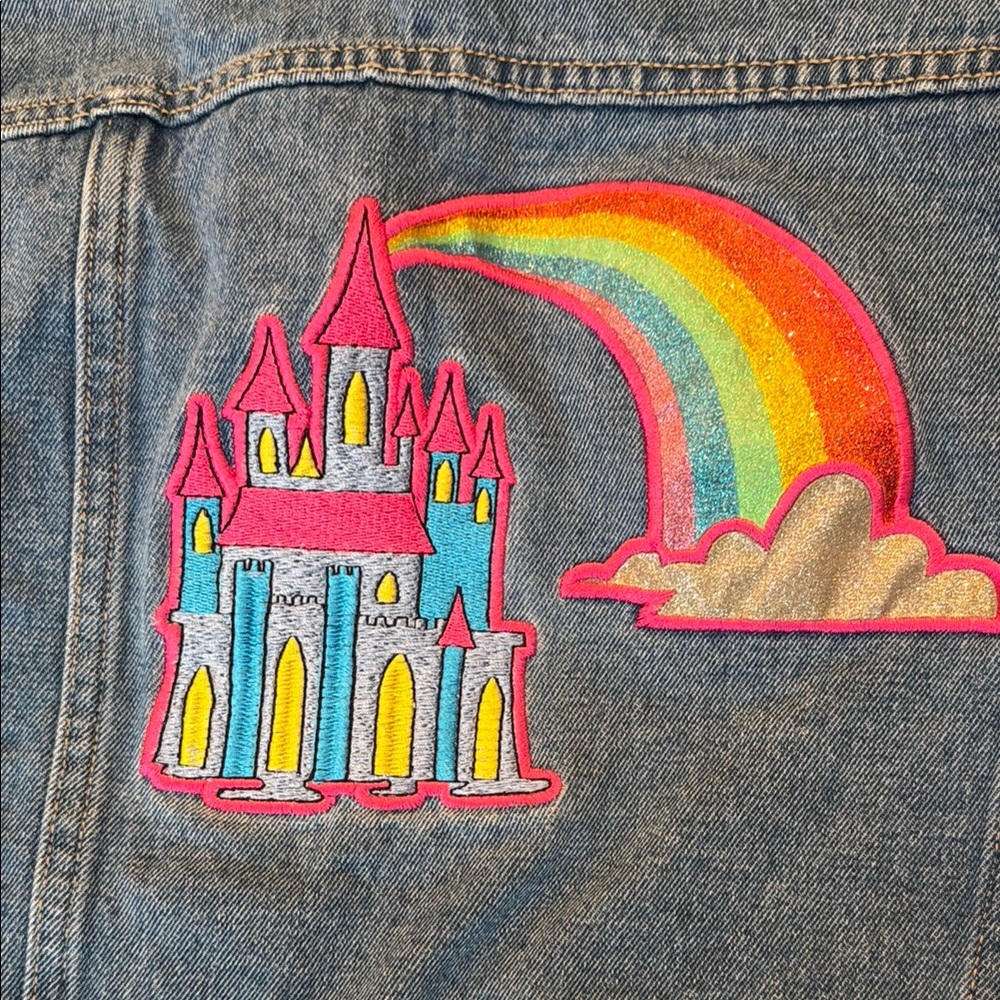 Disney Kids Denim Jacket with Castle and Rainbow Patch